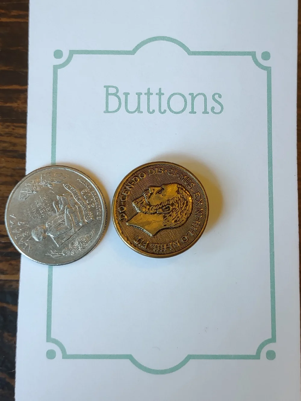 vintage Masonic button Brass-Tone Round Shank Button King George